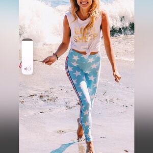NWOT GOLDSHEEP Fourth of July stars leggings- size small